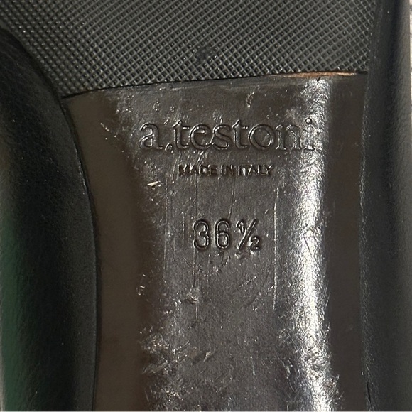 A. Testoni Signature Logo Italian Leather Ballet Flats Black Women’s 6US/36.5IT - Picture 7 of 8